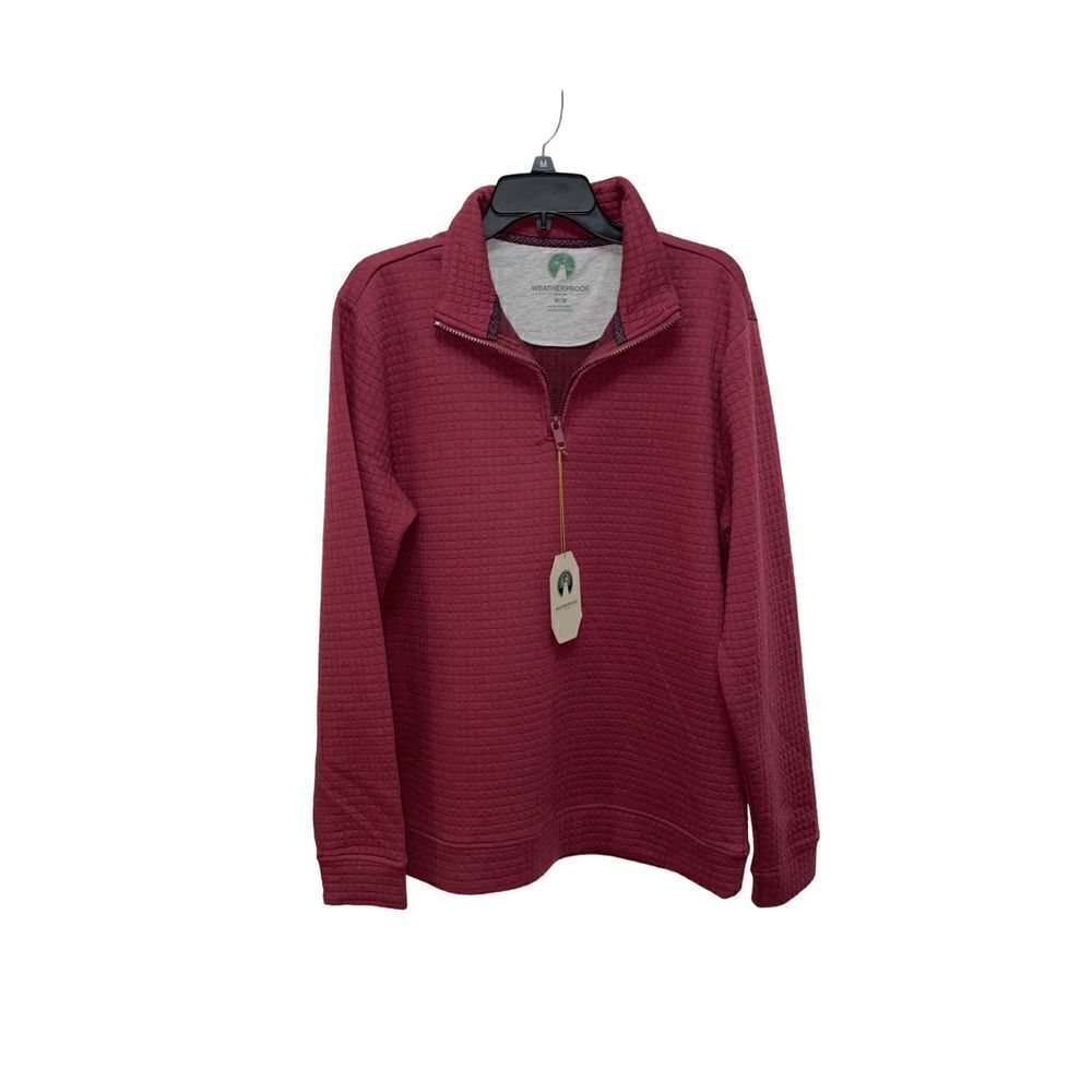 Weatherproof Light Fleece Maroon/Red Quilted Quarter Zip Mens Size Medium NWT